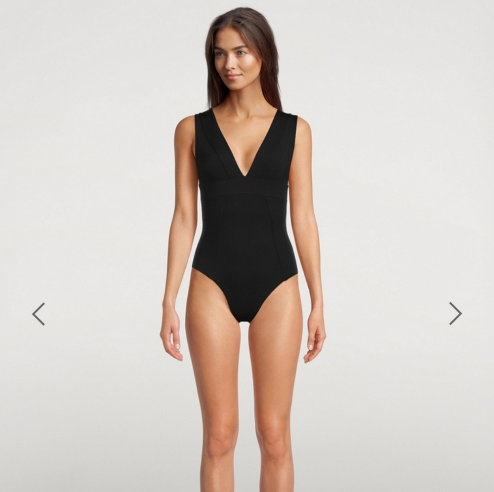 Women's Black V-Neck Swimsuit
